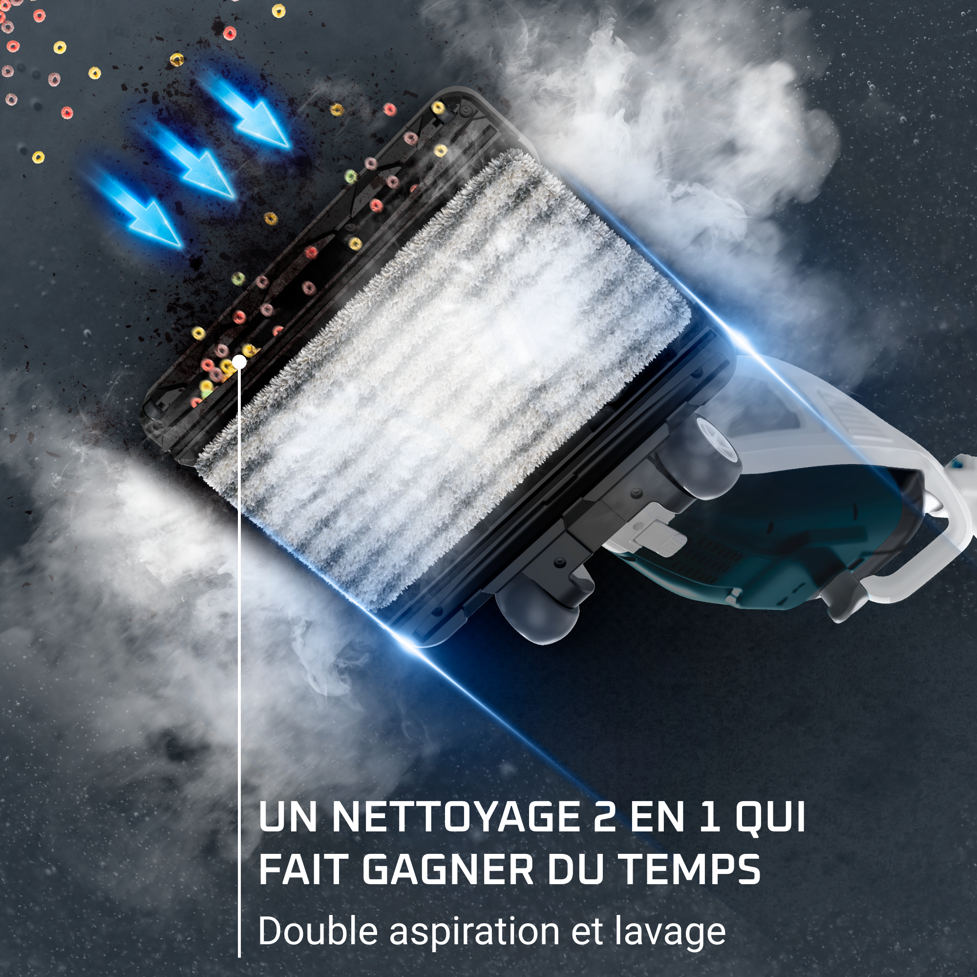 Clean & Steam Revolution, Nettoyeur vapeur, Aspire et nettoie en même temps, Tous types de sols