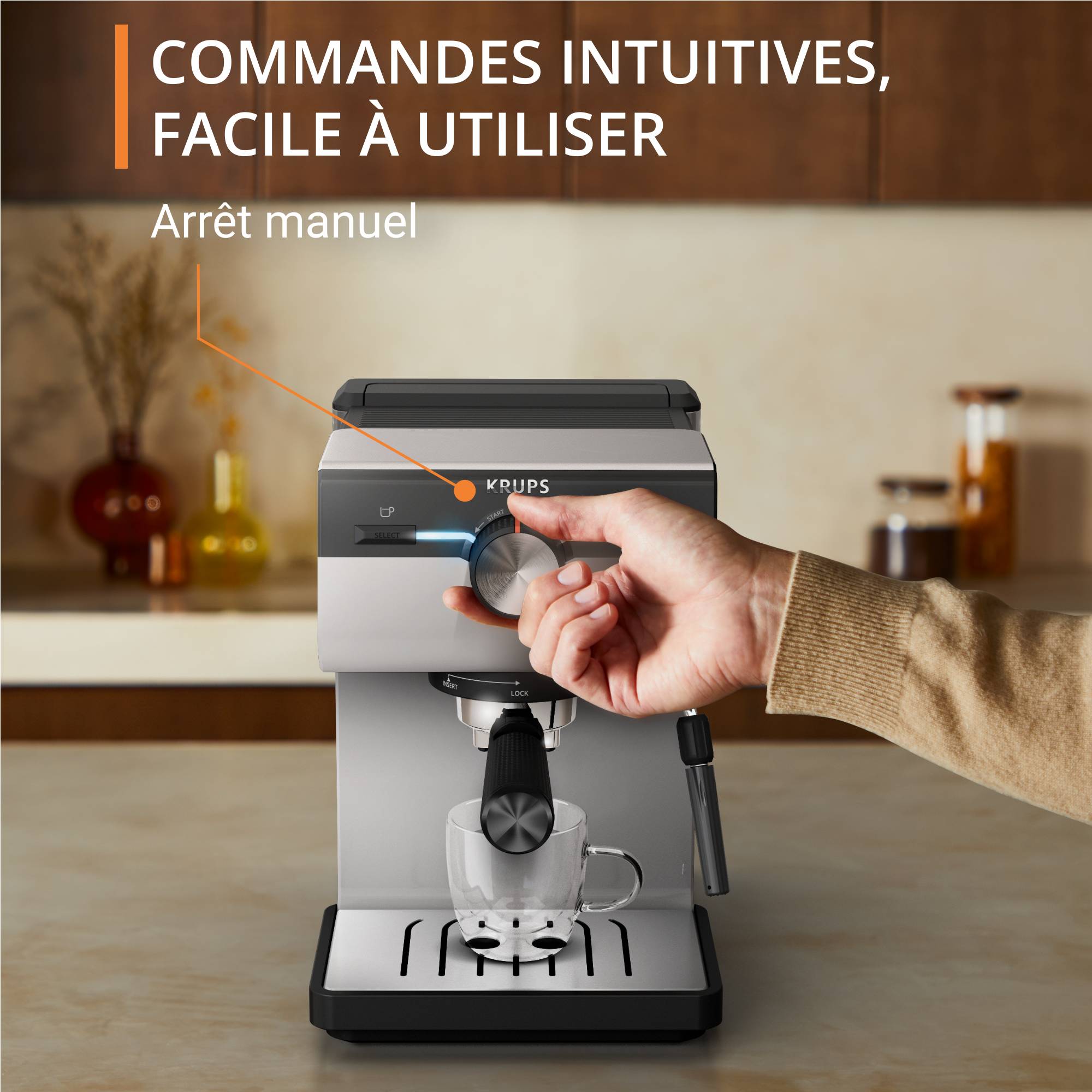 Machine espresso manuelle Authentic Gris clair