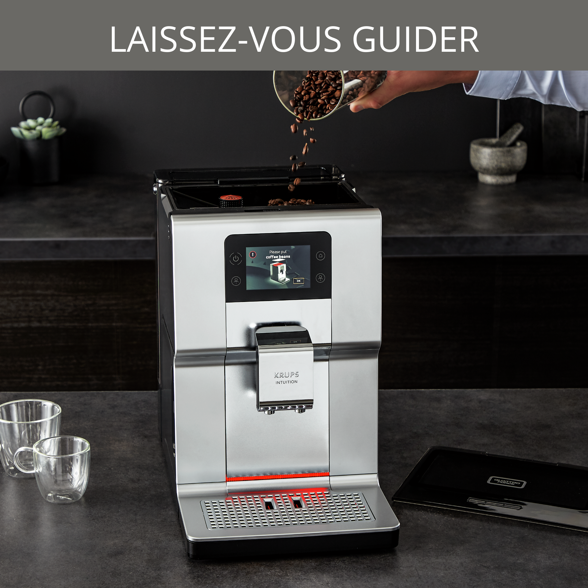 Intuition Préférence+, Krups, Machine à café à grain, 15 boissons, Ecran tactile