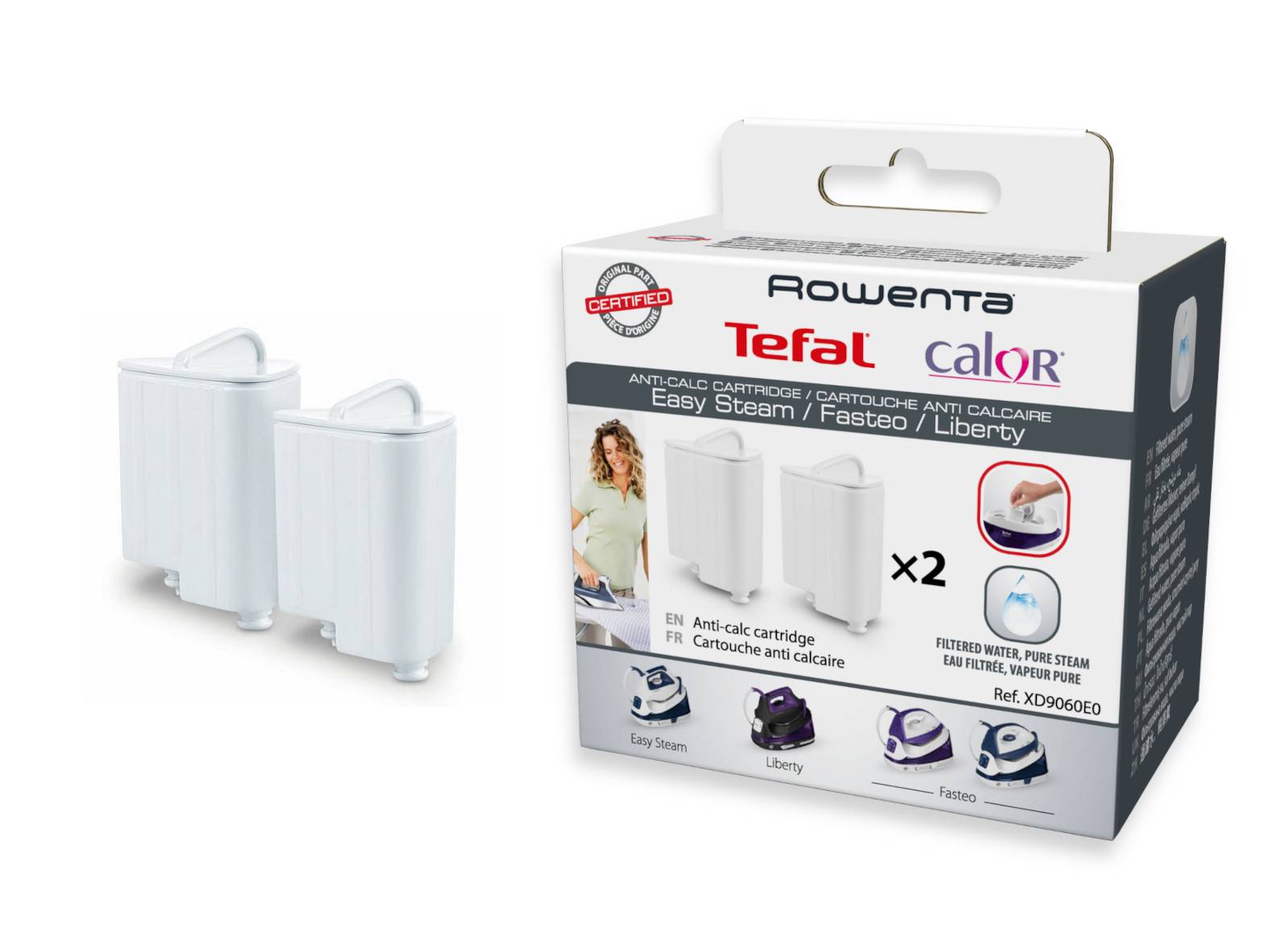 Lot De 4 Cartouches Anti-calcaire XD9070E0 - Compatible Rowenta Liberty/Powersteam, Tefal, Calor Centrales Vapeur - 9