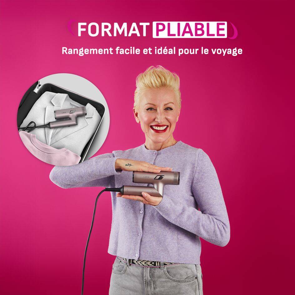 Nano Fold, Sèche-cheveux pliable, Compact, Léger, Ultra puissant