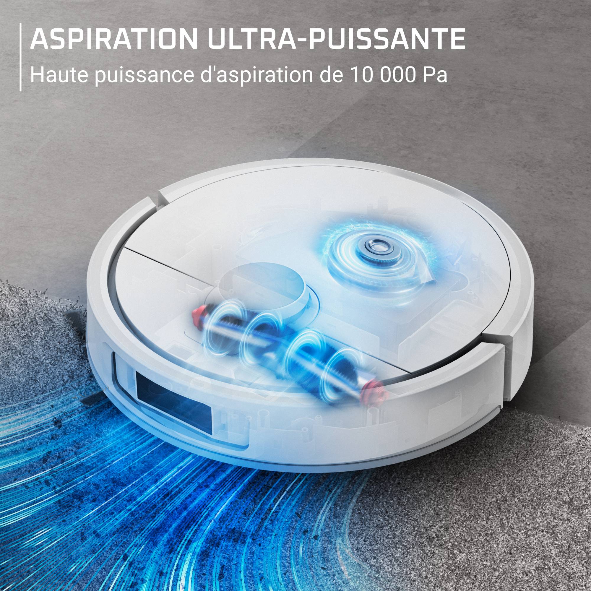X-Plorer Serie 580 Max, Robot aspirateur laveur, Auto-nettoyage, 10 000 PA, Détection laser à 360°