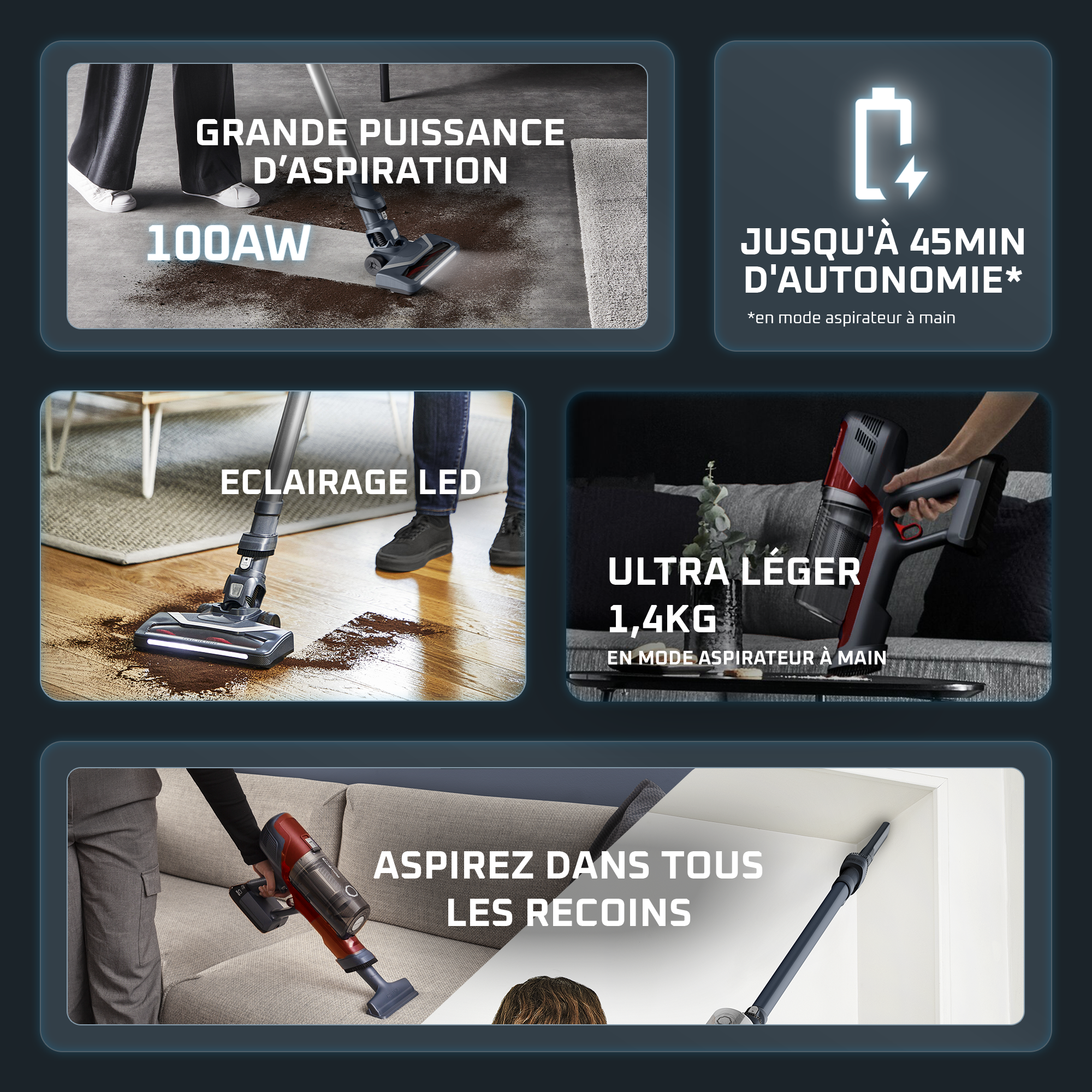 X-Pert 6.60, Aspirateur balai sans fil, 100W, 45min, Animal