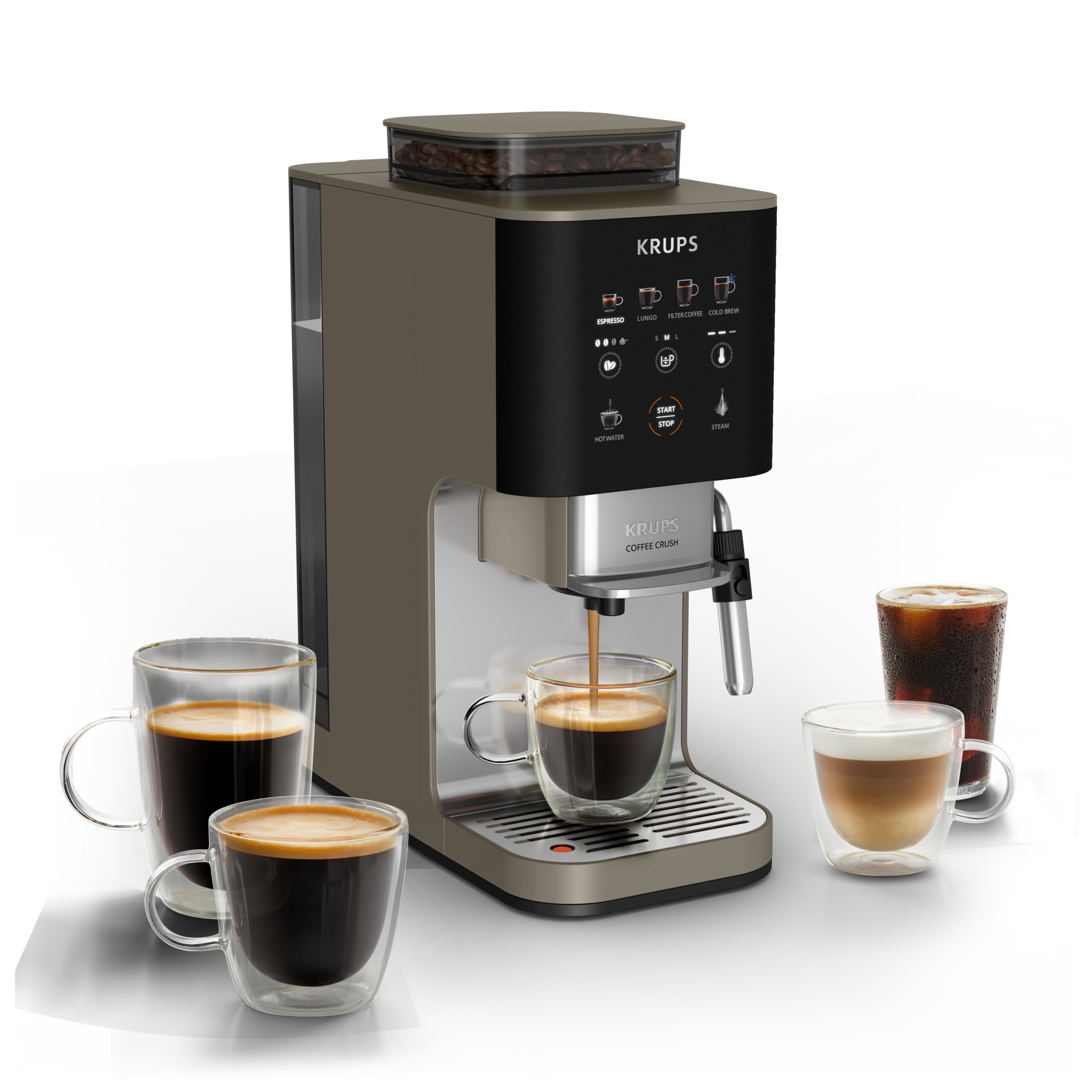 Coffee Crush Experience, machine à café à grains, ultra compacte, recettes lactées, KRUPS
