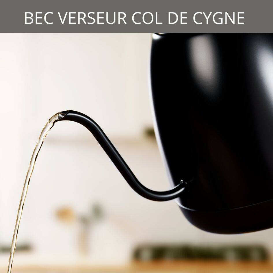 Bouilloire, Col de cygne, 8 réglages de température, Noire, KRUPS