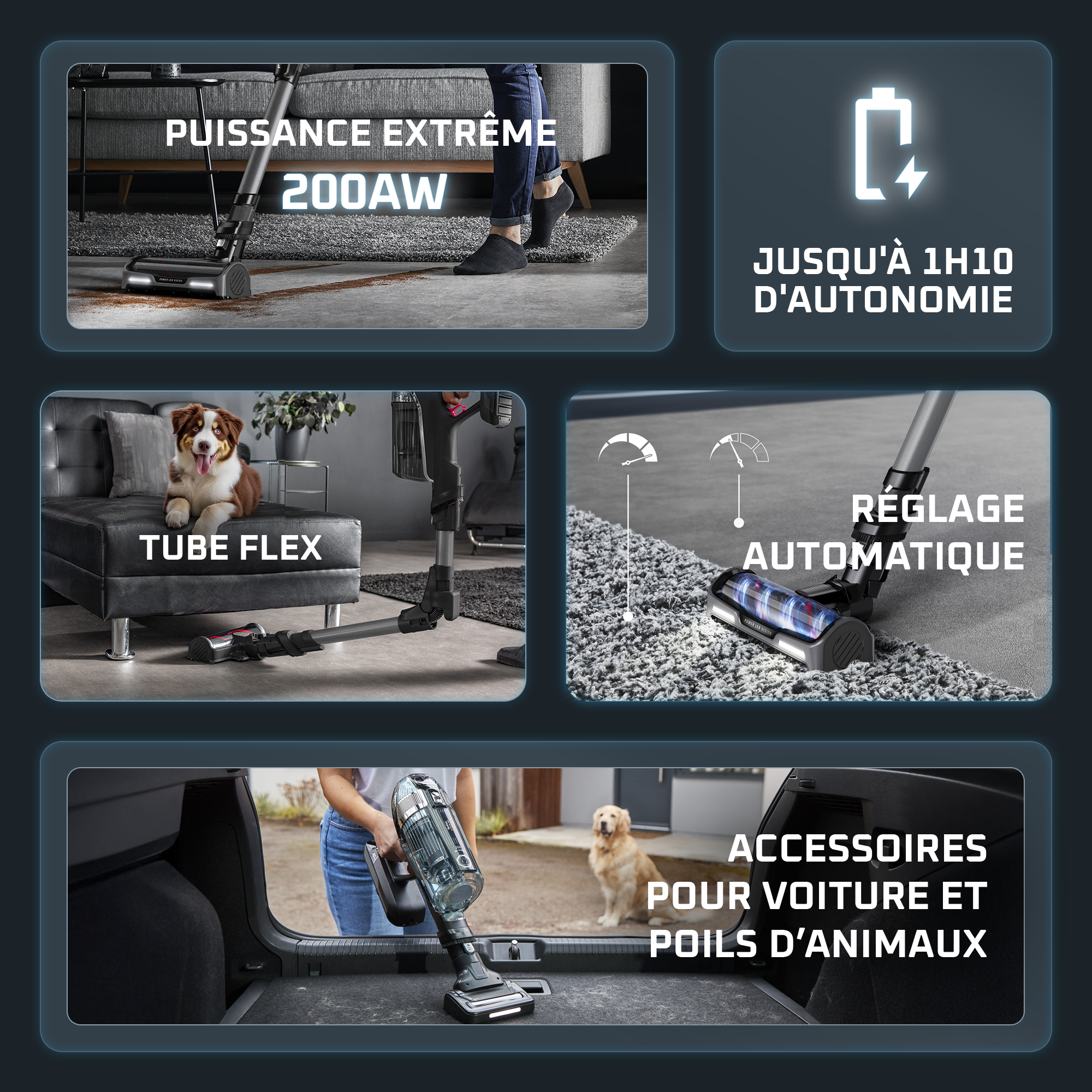 X-Force Flex 14.60, Aspirateur balai sans fil, 200AW, 70min, Animal