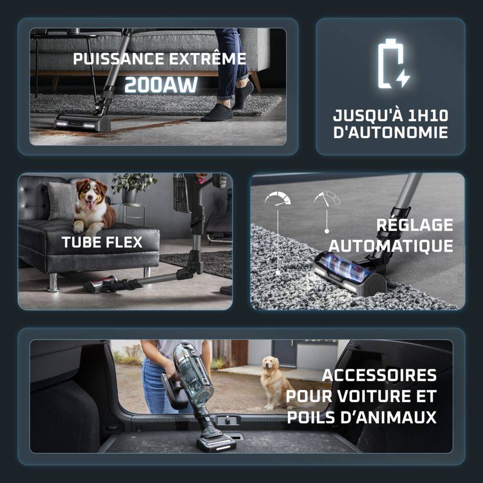 RECONDITIONNÉ X-Force Flex 14.60, Aspirateur balai sans fil, 200AW, 70min, Animal