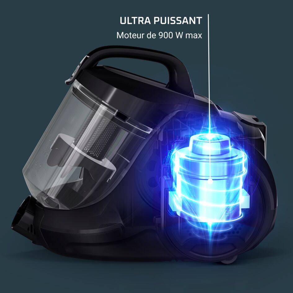 Swift Power Cyclonic Aspirateur sans sac, 900W, compact, haute filtration