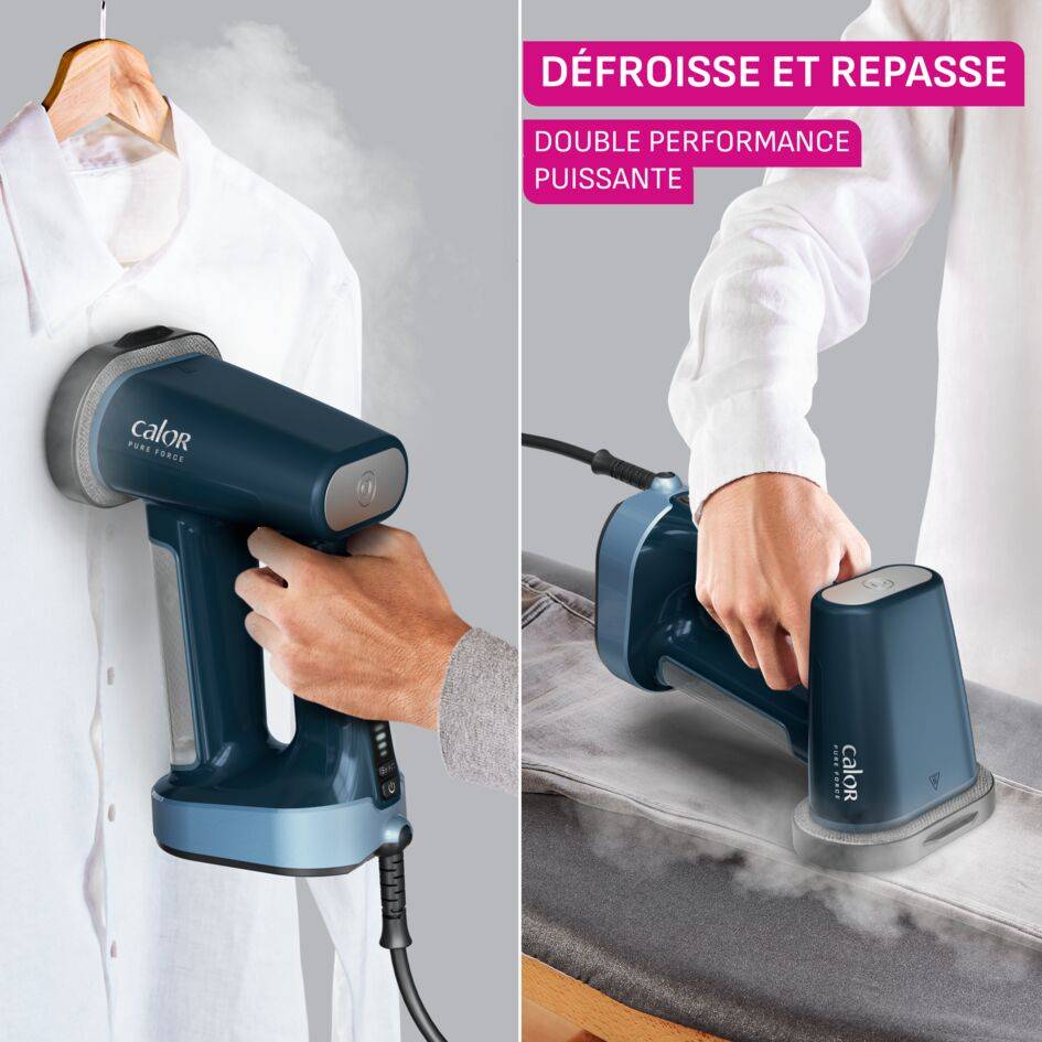 Pure Force 3en1, Défroisseur à main et fer à repasser, Nettoie