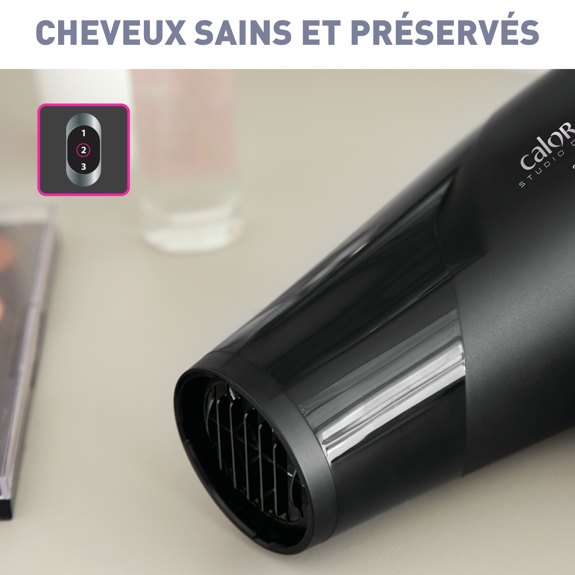 Studio Dry, Sèche-cheveux, Technologie Effiwatts, 6 Réglages, Calor