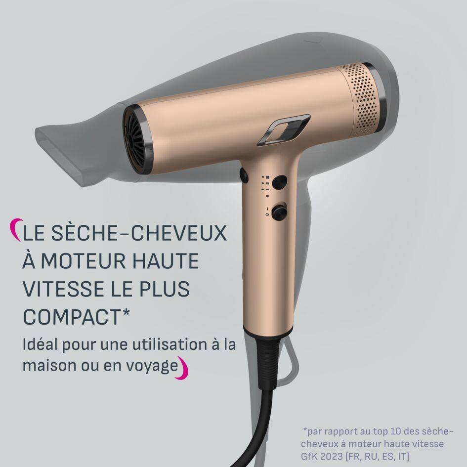 Nano Trésor, Sèche-cheveux, Moteur Digital Haute Vitesse, Flux d'air 266 km/h