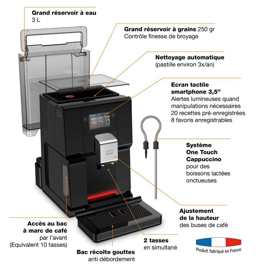 Intuition Préférence, Machine à café à grain, 11 boissons, Ecran tactile couleur