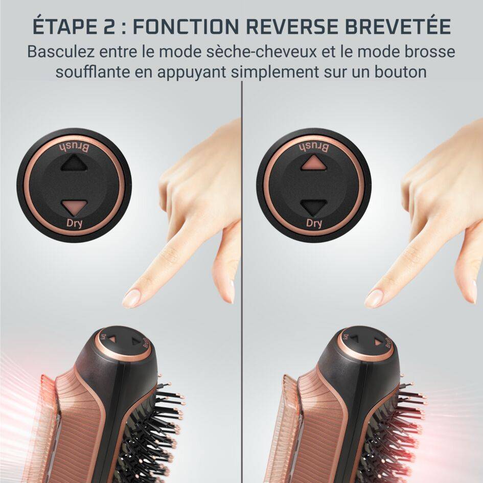 Reverso, Sèche-cheveux et Brosse soufflante, 2-en-1, Pré-séchage et coiffage, Calor