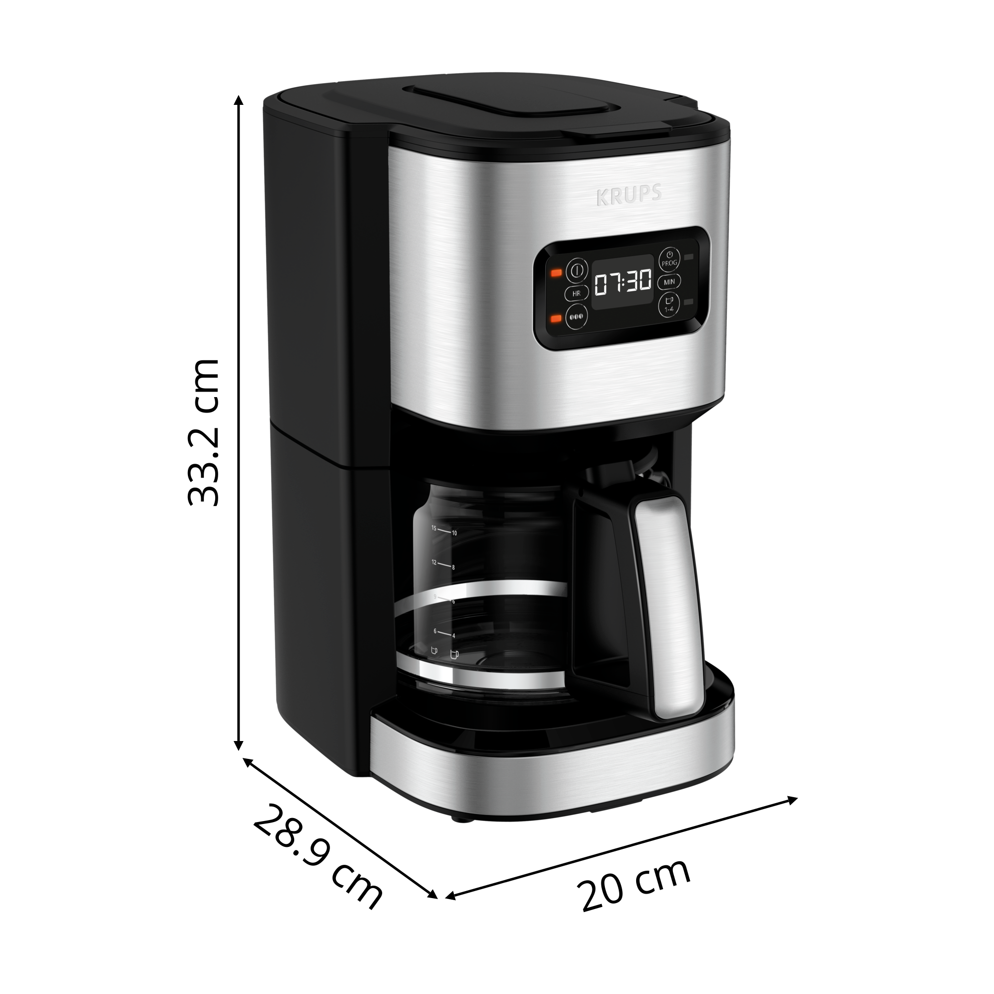 Cafetière filtre Excellence programmable 24 h, Inox, 1,25L, Sélecteur d'intensité