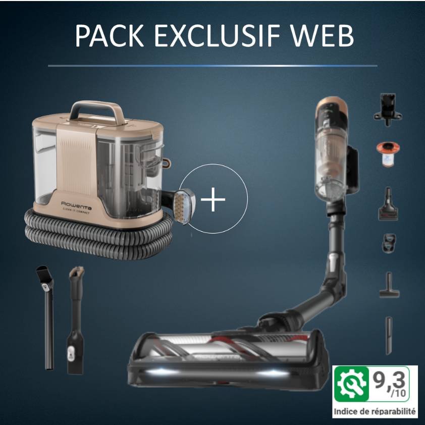 Pack Exclusif Web - Aspirateur balais X-FORCE FLEX 14.80 + Shampouineuse Clean-It Compact