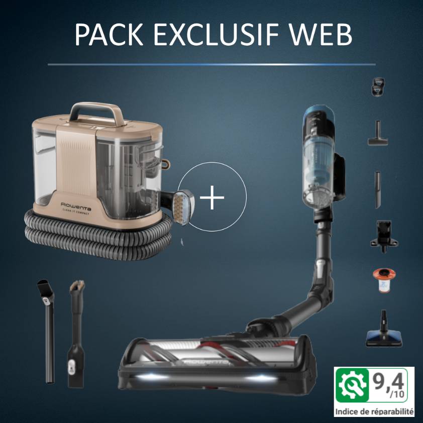 Pack Exclusif Web - Aspirateur balais X-FORCE FLEX 14.80 Aqua + Shampouineuse Clean-It Compact