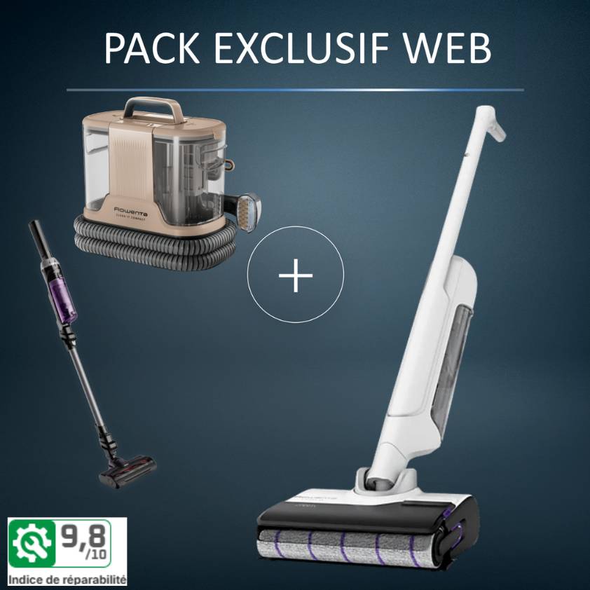 Pack Exclusif Web Premium - Aspirateur laveur X-Clean 10 + Shampouineuse Clean-it Compact + Balais X-Nano