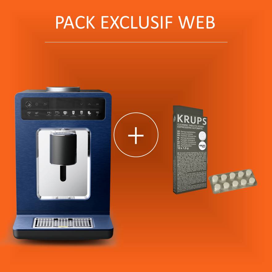 Pack Exclu Web - Evidence by Wilmotte, Krups, Machine à café à grains, 12 recettes café et latte + 10 pastilles nettoyantes