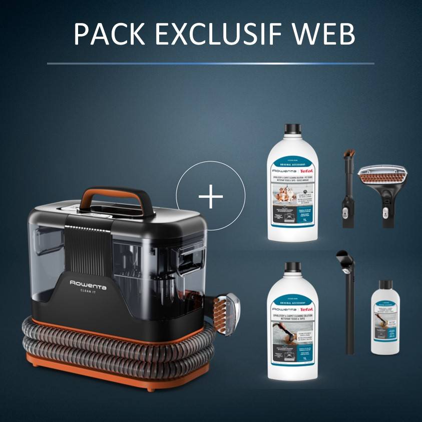 Pack Exclusif Web - Shampouiseuse Clean it + 1l de Détergent universel + 1l de Détergent animal