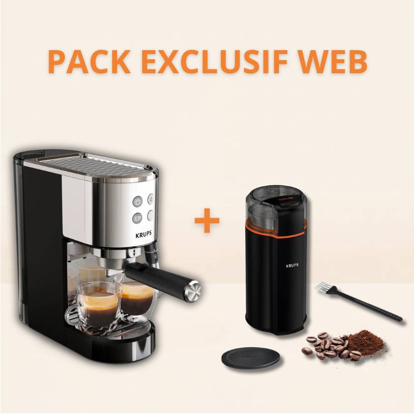 Pack Exclusif Web - Machine espresso manuelle Virtuoso+ Inox + Moulin à café