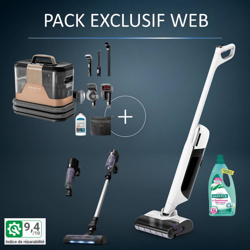 Pack Exclusif Web Premium - Aspirateur laveur X-Clean 12 + Shampouineuse Clean-it Hot & Cold + X-Force 5.80 + Sanytol offert