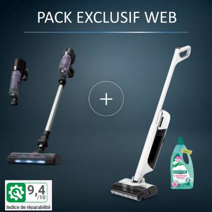 Pack Exclusif Web - Aspirateur Laveur X-Clean 12 + Aspirateur balais X-Force 5.80 + Sanytol offert