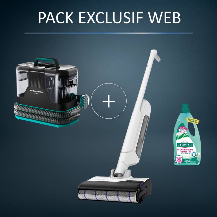 Pack Exclusif Web - Aspirateur balais X-CLEAN 10 + Shampouineuse Clean-it + Sanytol offert