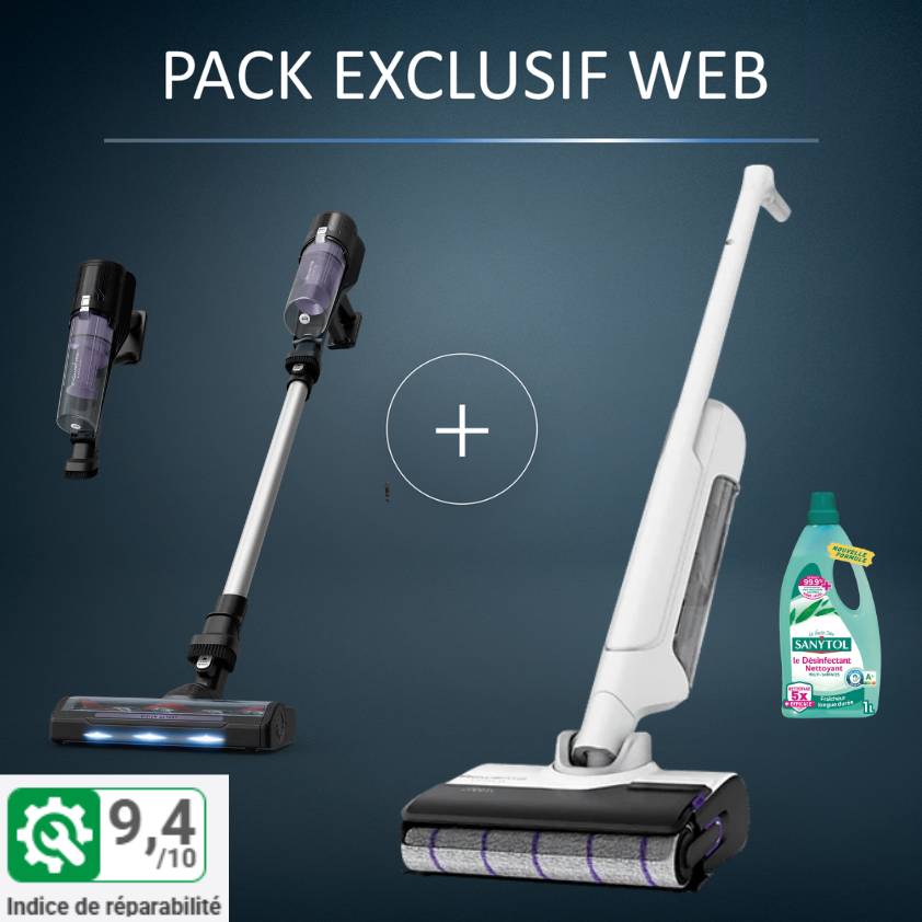 Pack Exclusif Web - Aspirateur balais X-CLEAN 10 + Aspirateur balais X-Force 5.80 + Sanytol offert