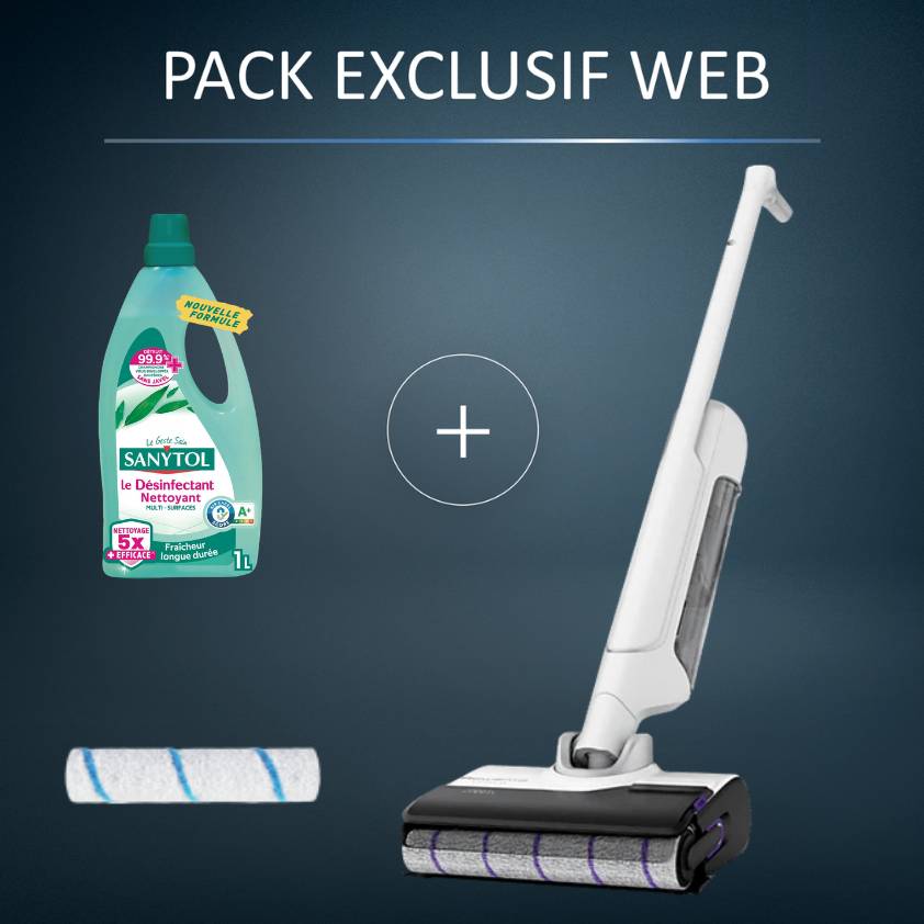 Pack Exclusif Web - Aspirateur balais X-CLEAN 10 + Brosse parquet + Sanytol Offert