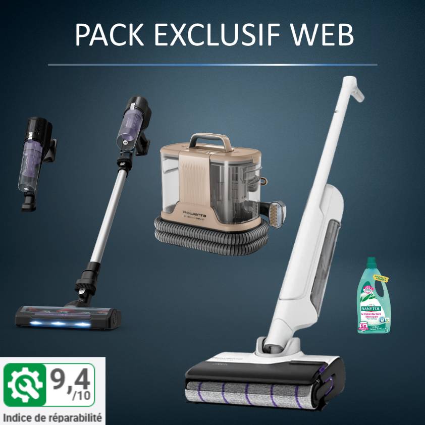 Pack Exclusif Web Premium - Aspirateur laveur X-Clean 10 + Shampouineuse Clean-it Compact + Balais X-Force 5.80