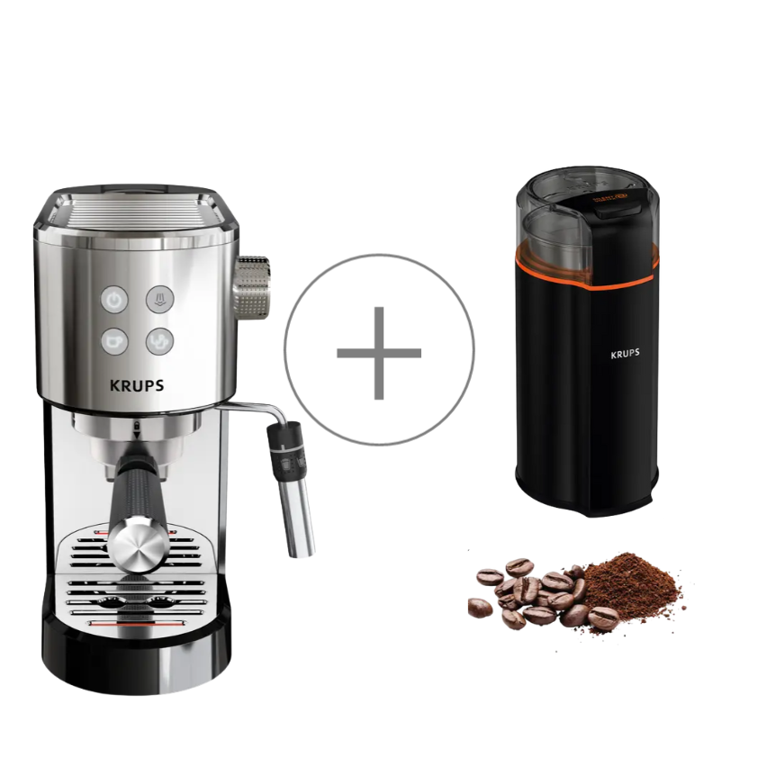 Pack Exclusif Web - Machine espresso manuelle Virtuoso+ Inox + Moulin à café