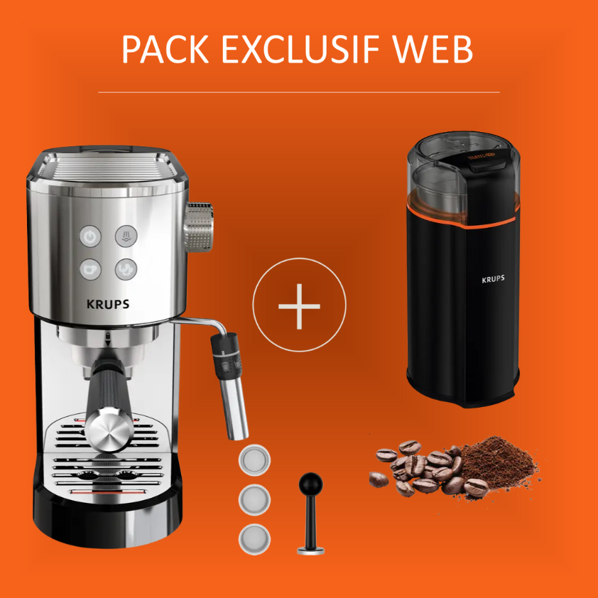 Pack Exclusif Web - Machine espresso manuelle Virtuoso+ Inox + Moulin à café